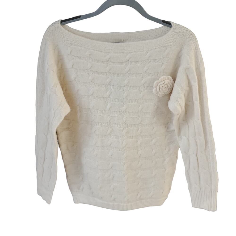 Military Hippie Forever Roses Cream Knit Sweater Size S NWT - Picture 2 of 8